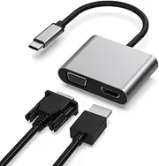 4K60Hz USB C to HDMI VGA Adapter, Borsvaen USB C to HDMI 2.0, USB C to VGA 1080P for MacBook Pro/Air, Thunderbolt Device, iPad Pro 2020/2018 and More