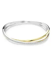Swarovski Hyperbola Crystal Double Row Bangle Bracelet in Gold Tone & Rhodium Plated