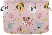 Cartoon Cute Dogs Light Red storage basket and waterproof toy storage bin with sturdy handle Hamper craft Decoracion for house tool kids
