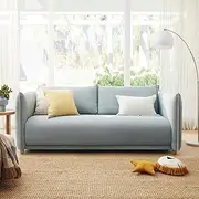 Koala Byron 3-Seater Queen Sofa Bed, Luxurious Convertible Sleeper with Kloudcell Comfort Pull-Out Mattress, Hidden Storage, Deep Seat Cushion, Coastal Blue for Home Living Room Furniture