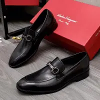 在飛比找Yahoo!奇摩拍賣優惠-熱銷#FERRAGAMO商務男鞋氣質一腳蹬黑色牛皮鞋