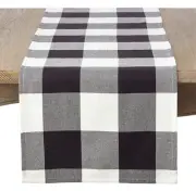 Farmhouse Rustic Black and White Buffalo Plaid Cotton Table Runner – 16"x108"