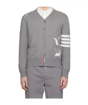 4-Bar stripe cardigan 1,2,3,4,5 light gray
