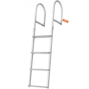 VEVOR Dock Ladder, Removable 4 Steps, 500 lbs Load Capacity, Aluminum Alloy Pontoon Boat Ladder with 3.1'' Wide Step & Nonslip Rubber Mat, Easy to Ins