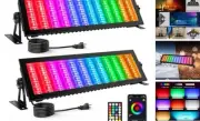 LED Stage Wash Light Bar 2 Pack 148W RGBCW IP66 Waterproof RGB Light Bar by