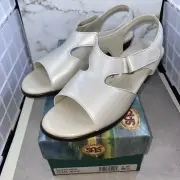 Womens SAS Suntimer Pearl Bone Shoes Sandals Heel Strap 9 M Box Included