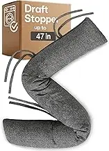 Draught Excluder for Windows up to 120 cm, Washable, Energy-Saving, Extra Long and Heavy, Also Suitable for Wide Doors, Grey