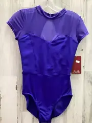 New Mirella Sizes L and XL Marine Blue Cap Sleeve Leotard
