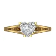 14K Yellow Gold Solitaire Promise Ring, 1 ct Heart Cut Simulated Diamond