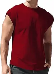 [Generic] T Shirts for Men Sleeveless Solid Relaxed Moisture Wicking Sports Tops Casual Classic Plain High Performance Shirt