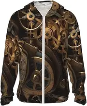[LHBWCVN] UPF 50+ Light Jacket Full Zip Sun Protection Hoodie for Women Men Long Sleeve Cool Steampunk Gears Sun Shirts