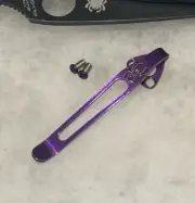 Purple Titanium Clip For Spyderco Ambitious Tenacious Persistence Resilience