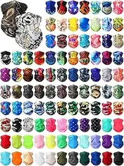 [Jeere] 100 Pcs Bulk Neck Gaiters for Men Women Balaclava UV Face Mask Headband Face Covering Neck Tube Scarf Outdoor,100 Style
