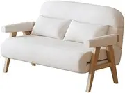 Lazy Folding Sofa Bed, Velvet Sofa Bed, Convertible Sofa Bed with Cushion, Lazy Folding Sofa Bed, Sofa Chair for Living Room, Apartment, Office (White, 39.4x23.6x33.5