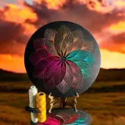 Colorful Mandala String Art Kit - 50x50 cm Round Wooden Board