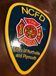 Fire Department Northville Plymouth 3D routed wood patch sign plaque Custom