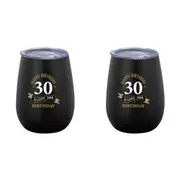 2x 30th Birthday 360ml Stainless Steel Double Walled Tumbler Insulated Mug Black