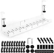 YIYU Under Desk Cable Management Tray, White, 50cm x 13cm x 19cm, No Drill, Easy Installation, Expandable, Protects Desktop, Saves Space