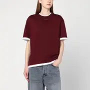 [Prada] Amaranth T-shirt in cotton jersey L Burgundy