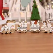 Christmas Train Set for Kids Christmas Train Decor Gift Cute Wooden Mini Train Set Kids Gift Toys for Christmas Party Decoration,White