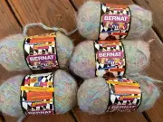 Bernat Frenzy Yarn Lot 5 Skeins Blue Berserk 10%Alpaca 10% Mohair Same Dye Lot