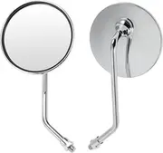 VekAuto 1 Set Motorcycle Rear View Mirror Handlebar End Mirror Universal Adjustable Iron Plastic Chrome Silver Tone M10 Round Shape