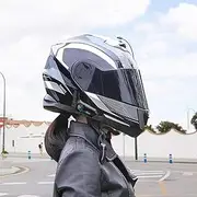 Bluetooth Modular Motorcycle Helmet, Full Face Flip Up Motorbike Helmet DOT Approved, with Double Visor Built-in Speaker Headset Microphone,for Automatic Answering