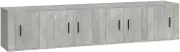 TV Unit Set of 4 Piece - Concrete Grey Engineered Wood, Sturdy & Modern TV Cabinet for Living Room, Space Saving TV Stand with Storage Shelves