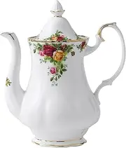 Royal Doulton 15210051 Albert Old Country Roses Coffee Pot Large Mostly White with Multicolored Floral Print 42oz