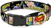 Dog Collar Martingale Harley Quinn Pow Aiming Poses Joker Black Turquoise Fuchsia 18 to 32 Inches 1.5 Inch Wide