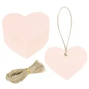 200Pcs Kraft Paper Gift Tags String 2.2 x 2.6 Inch Heart Shape Pink