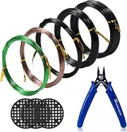 SPEEDWOX Tree Traning Kit 5 Rolls with 3 Size 1mm 1.5mm 2mm Aluminum Wire Total 164 Feet Bonsai Wire Cutter 3pcs Round Flower Pot Hole Mesh Pad Bonsai Wire Set Bonsai Tools