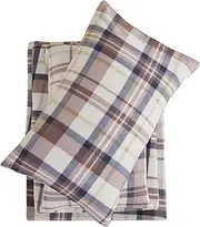 Viviland Twin Brown Plaid Polar Fleece Sheet Set - Soft Velvet Velour Sheets - Plush Warm Micro Fleece Winter Bed Sheets - Deep Pocket Fitted Sheet - 3 Piece Set