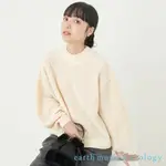 EARTH MUSIC&ECOLOGY 橫條紋/素面霧絨感套頭針織衫(1L37L2C0100)