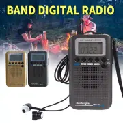 Pocket FM/AM/SW/CB/AIR/VHF Band Digital Radio Receivers Speaker Walkman Black