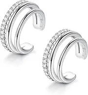 [Kakonia] 2-3 Pcs 925 Sterling Silver Ear Cuff Earrings Non-Piercing Fake Helix Conch Cuff Earrings Hypoallergenic Cartilage Non-Pierced Cuff Earrings For Women For Non Pierced Ears