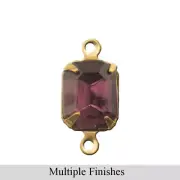 10x8mm Amethyst Faceted Glass Octagon Stone in 2 Loop Setting