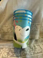 Peanuts Snoopy & Woodstock Hallmark 2011 Plastic Party Cups 8oz Set Of4 New