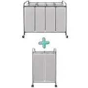 STORAGE MANIAC Laundry Sorter 4 Section Plus 2 Section, Laundry Hamper with R...