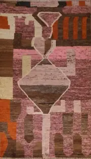 Abstract Moroccan Area Rug 7x10 Wool Hand-knotted Carpet