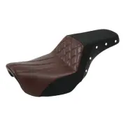 Black+Brown Driver Passenger Seat Fit For Harley Dyna Super Glide Fat Bob 06-17