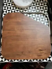 Crate and Barrel serving tray wood/with metal. 14” x 14”