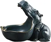 [Yardenfun] Hippo Resin Craft Storage Creative Desktop Ornament Cell Phone Container Home Living Room Blue Random