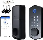 Labymos Keyless Entry Smart Door Lock Waterproof Auto Lock 5 in 1 TTlock App IC Card 150 Codes Electronic Fingerprint Door Lock with Handle Lever Set for Front Door
