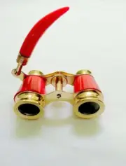 Antique Binoculars Brass Opera Glasses Red Mother Of Pearl Vintage Spyglass