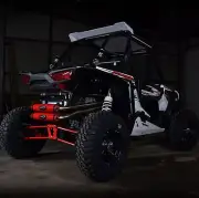 BARKER FULL DUAL EXHAUST SYSTEM RED CAN & CLAMP POLARIS RZR XP 1000 XP1000