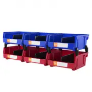 VEVOR Plastic Storage Bin, (276 mm x 279 mm x 128 mm), Hanging Stackable Storage Organizer Bin, Blue/Red, 6-Pack, Heavy Duty Stacking Containers for C