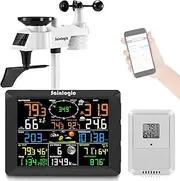 [sainlogic] Profi WLAN Weather Station, Intelligent WiFi Internet Weather Atation with 8-inch Large Color Display, Synchronized Alarm, Outdoor Sensor, Weather Forecast (8 Channels), Wunderground