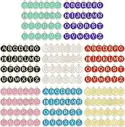 uxcell 208 Pcs Letter Charm, Alloy A-Z Initial Charm Round Alphabet Pendant for Necklace Bracelet Earring Jewelry Making DIY, Black+White+Pink+Blue+Yellow+Red+Purple+Green
