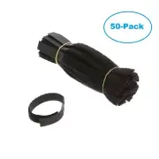 12" Hook & Loop Reusable self Attaching Cable Ties Strap Black, 50-PACK